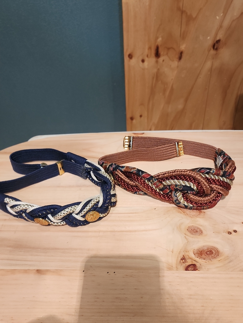 Vintage Leather Shop Braided Rope Waist Belts Mixed Fabric Boho 70s